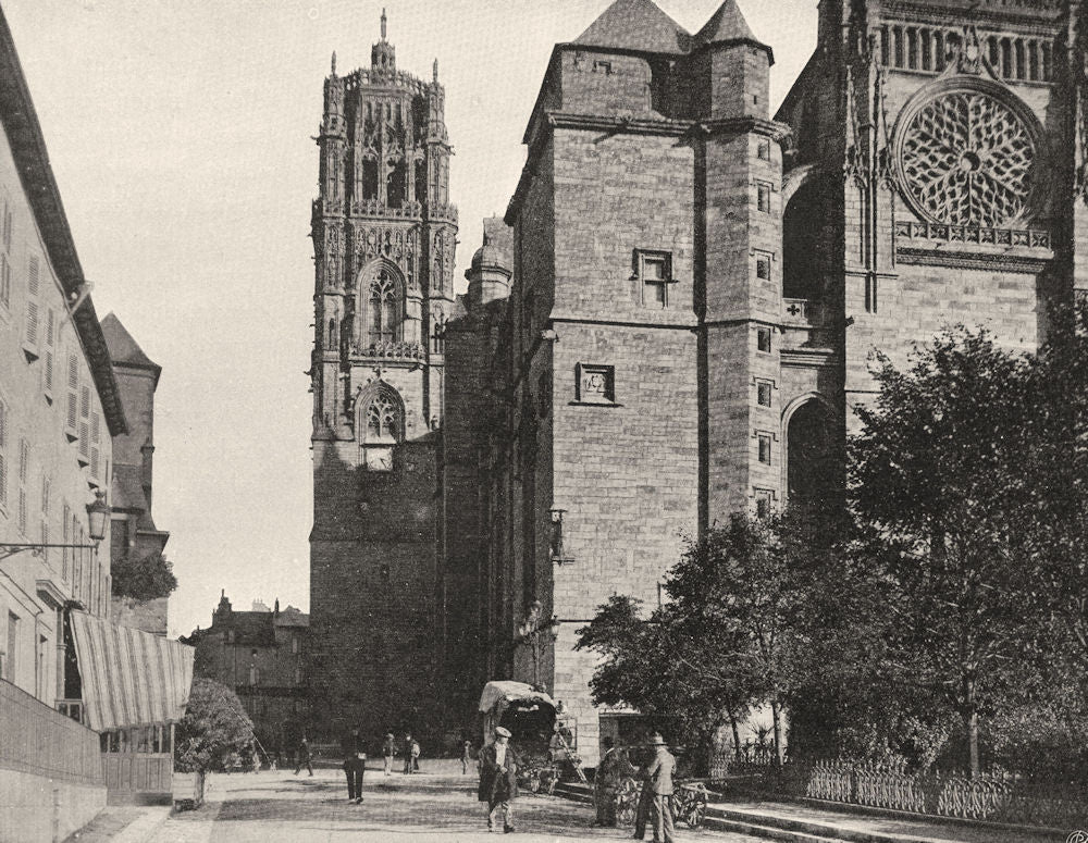 AVEYRON. Rodez- Cathédrale. la tour 1903 old antique vintage print picture